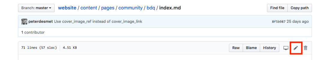 Edit button on GitHub